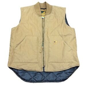Wells Lamont Men's‎ Canvas Work Vest Brown Quilted Lined Utility Jacket Size L